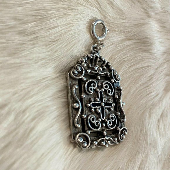 CArved Blue Stone Pendant Charm 4215 - Picture 3 of 10